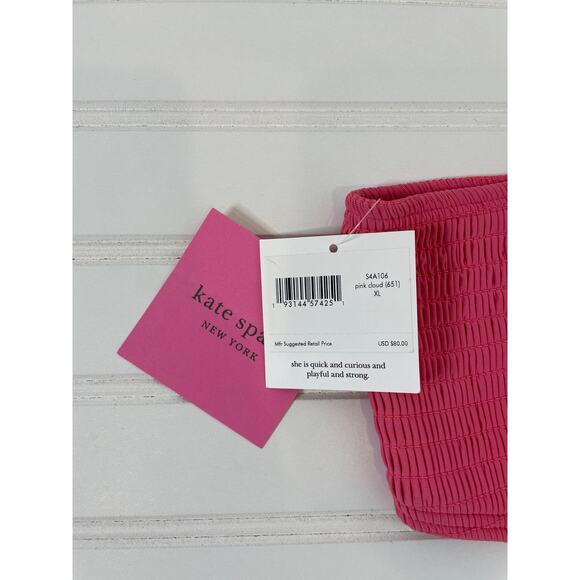 NWT Kate Spade Solids Pink Cloud Smocked Bikini Bottom Swim Size XL - Picture 6 of 8